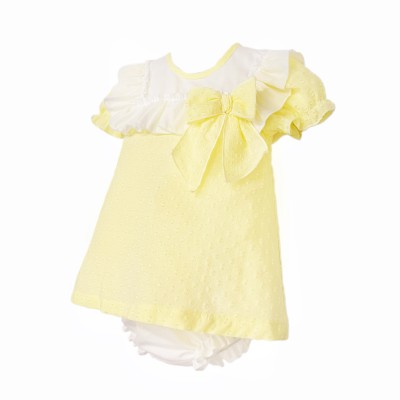 Baby Girl Yellow Plumetti Dress with Knickers