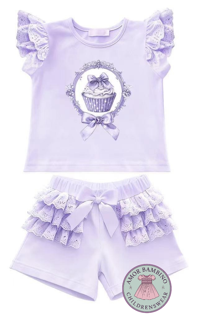 Purple Cupcake Top & Short Set