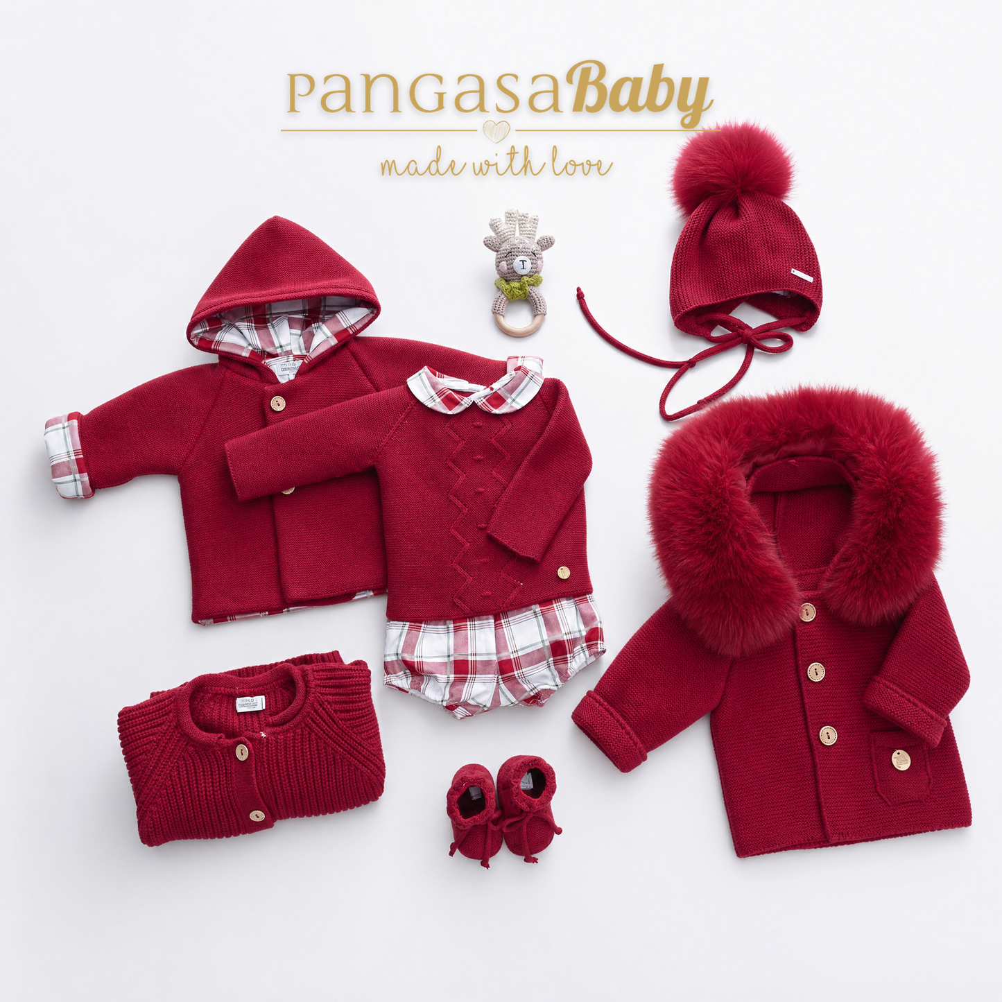 Pangasa Baby Boys Cherry Red Knitted Jumper & Jam Pant Set ~ AW26 Preorder