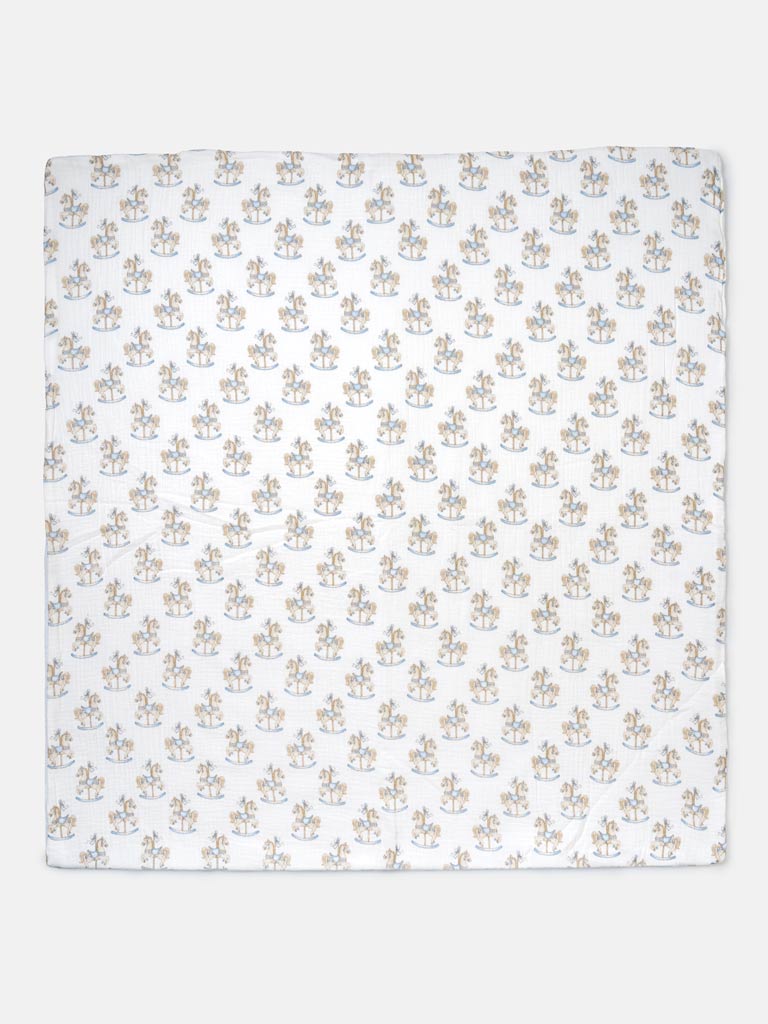 Baby Boys Baby Blue Rocking Horse Blanket