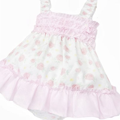 Baby Girl Pink Rose Ruffle Summer Dress with Knickers