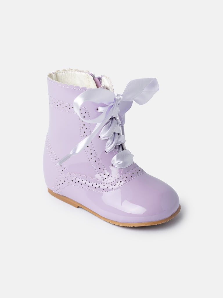 Lilac Girls Spanish Leather Scalloped Edge Boots
