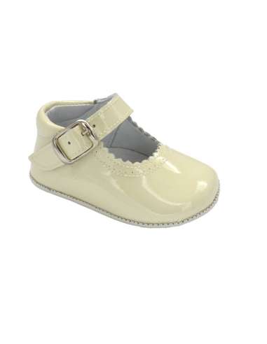 Amor Bambino Cream Mary Jane Baby Girls Patent Pram Shoes - In Stock