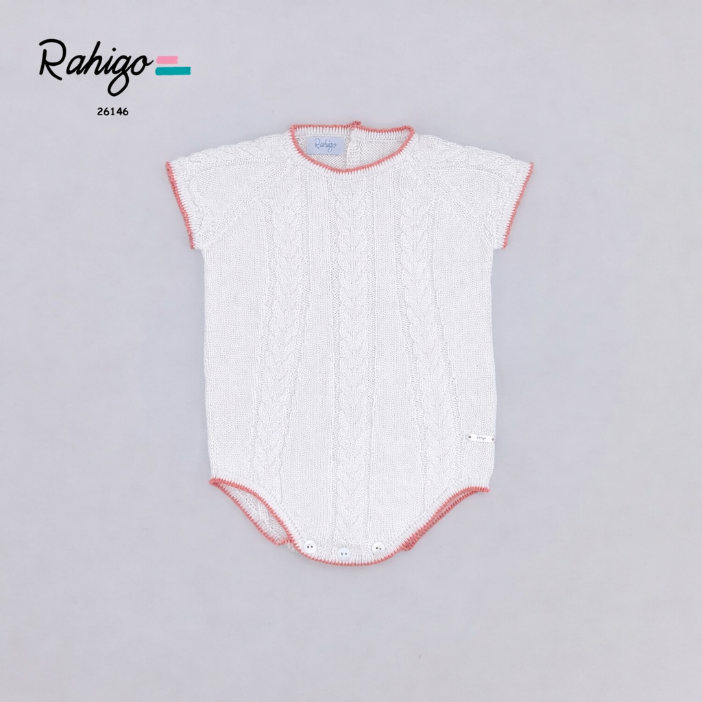Rahigo Baby Boys White & Coral Romper - SS26 In Stock