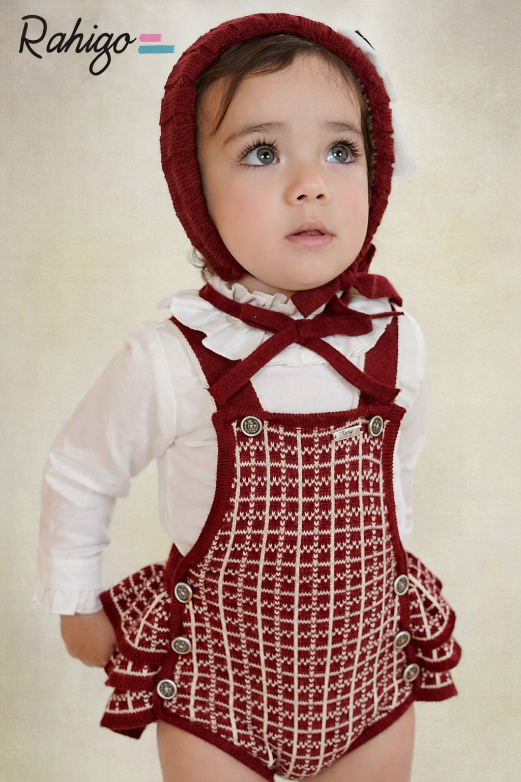 Rahigo Baby Girls Burgundy Red & Cream Cardigan, Blouse & Romper - AW26 In Stock