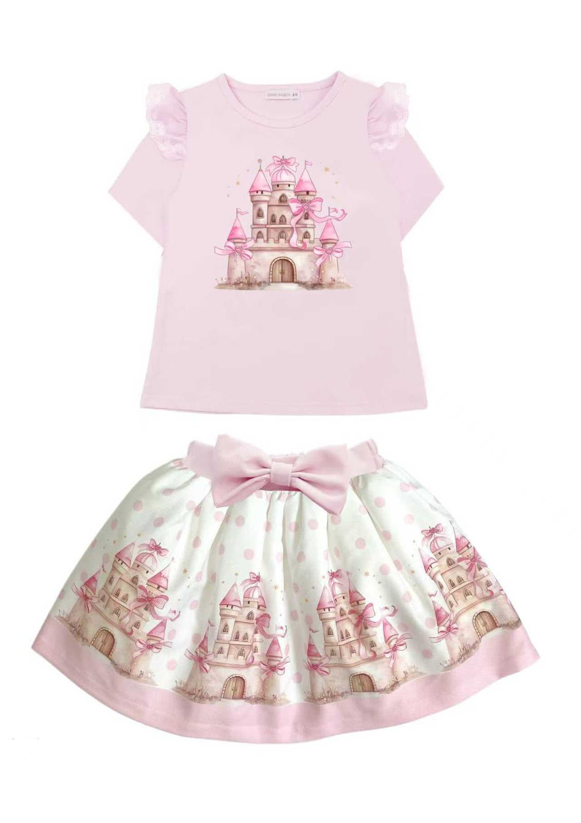 Pink Castle Top & Skirt Set