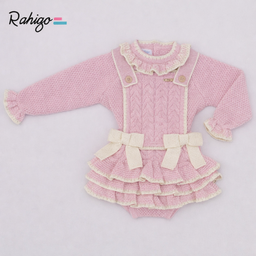 Rahigo Girls Baby Pink & Cream Romper & Jumper Set - AW26 (Preorder)