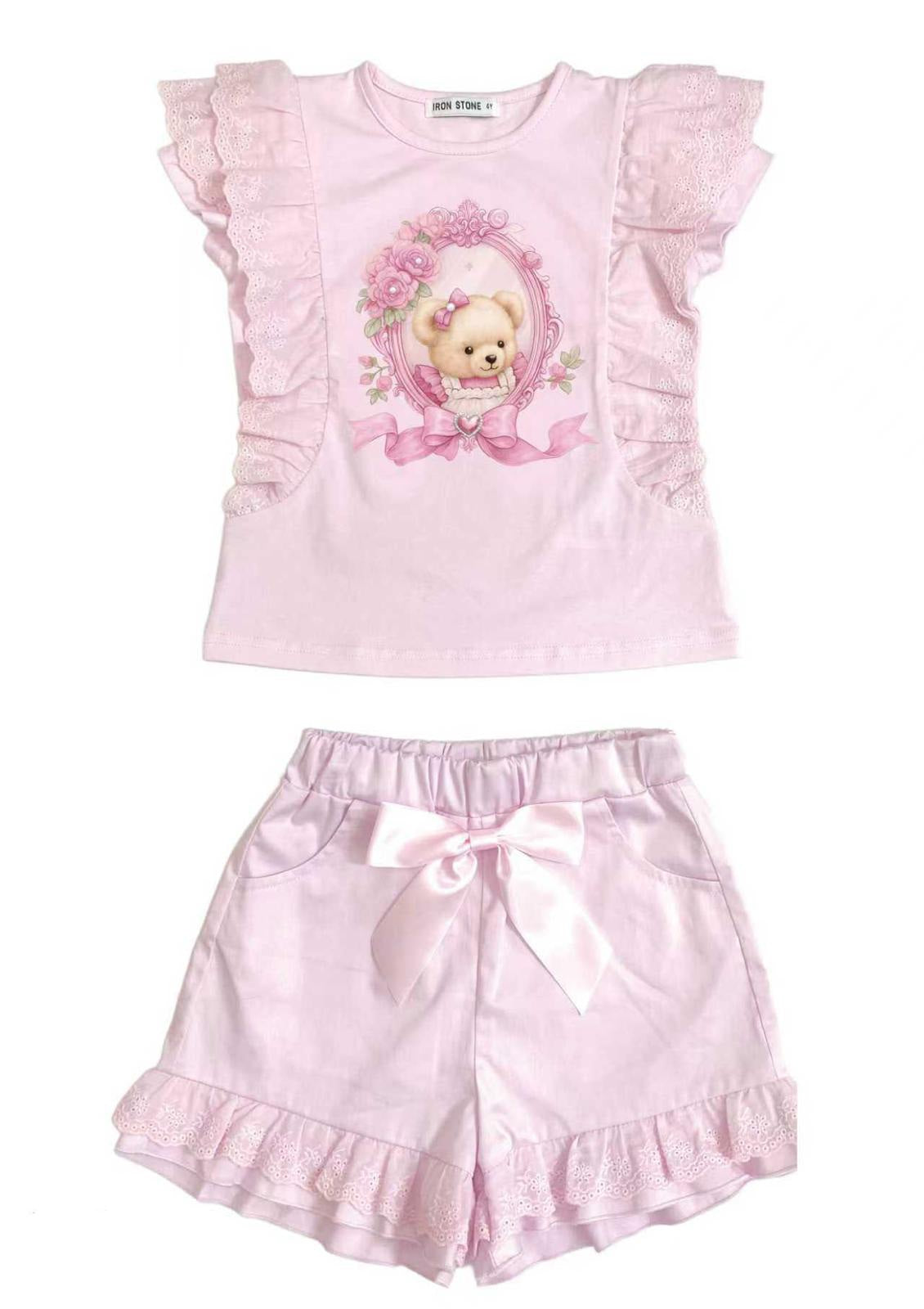 Pink Teddybear Top & Short Set