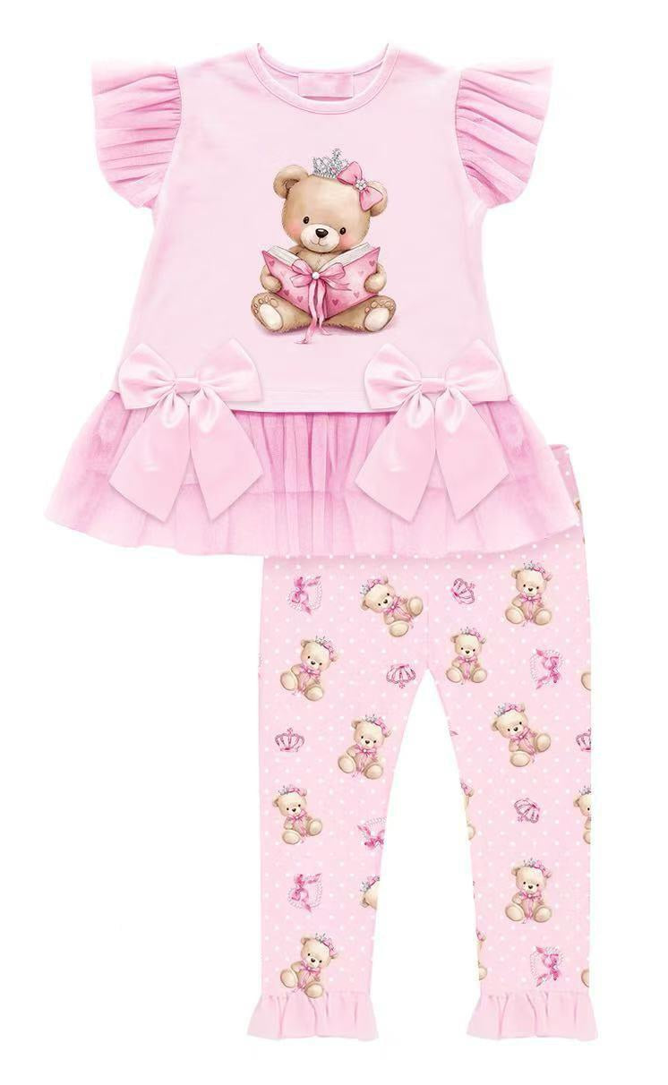 Pink Teddybear Top & Legging Set