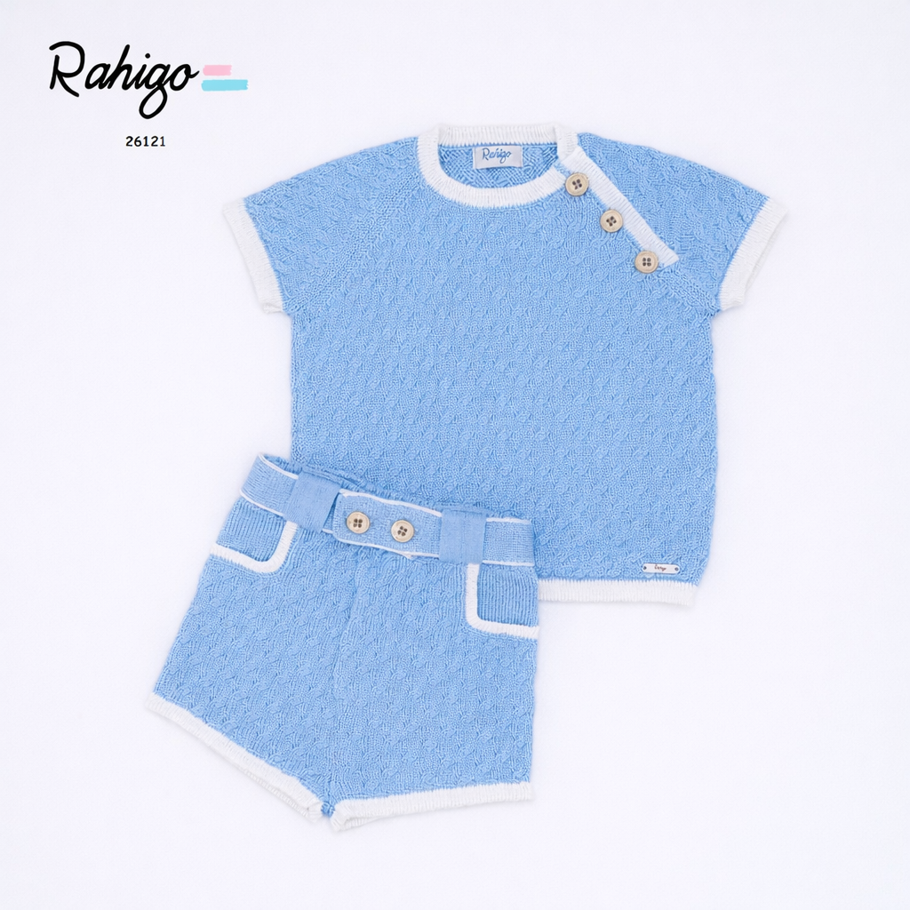 Rahigo Baby Boys Pale Blue & White Jumper & Short Set - SS26 Preorder