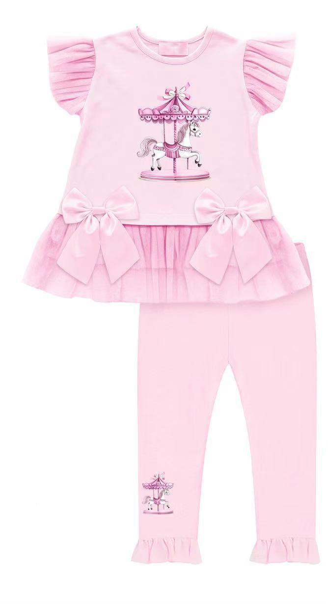 Pink Horse & Carousel Top & Legging Set