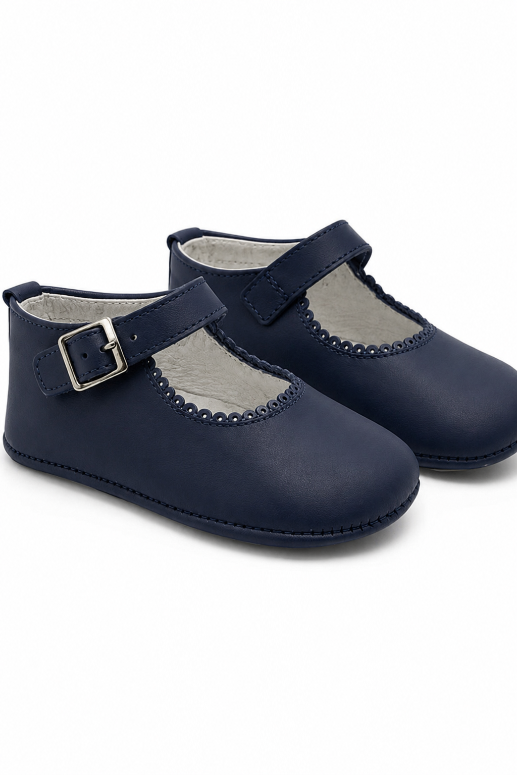 Amor Bambino Navy Baby Girls Matte Leather Pram Shoes - (Preorder)