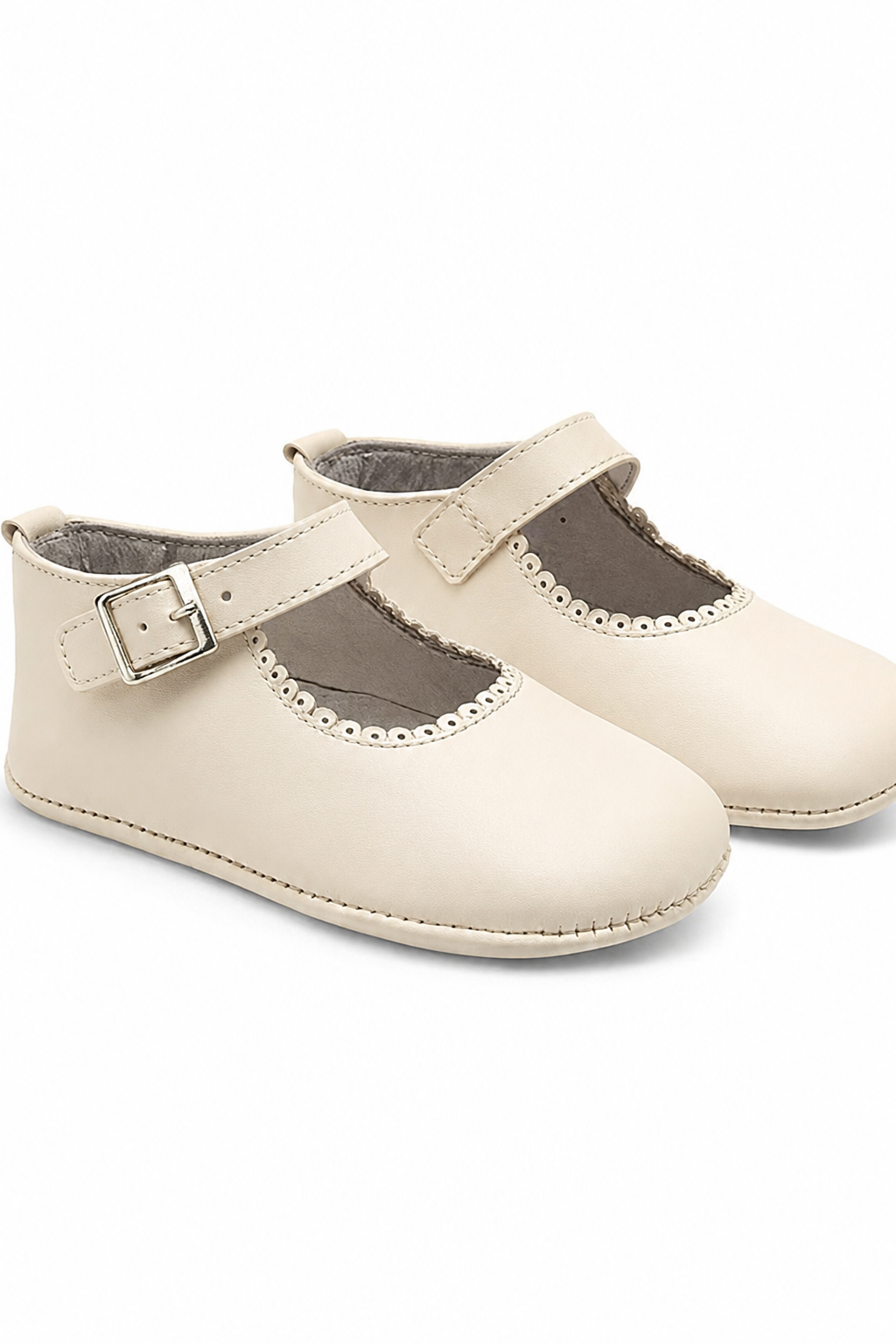 Amor Bambino Cream Baby Girls Matte Leather Pram Shoes - (Preorder)