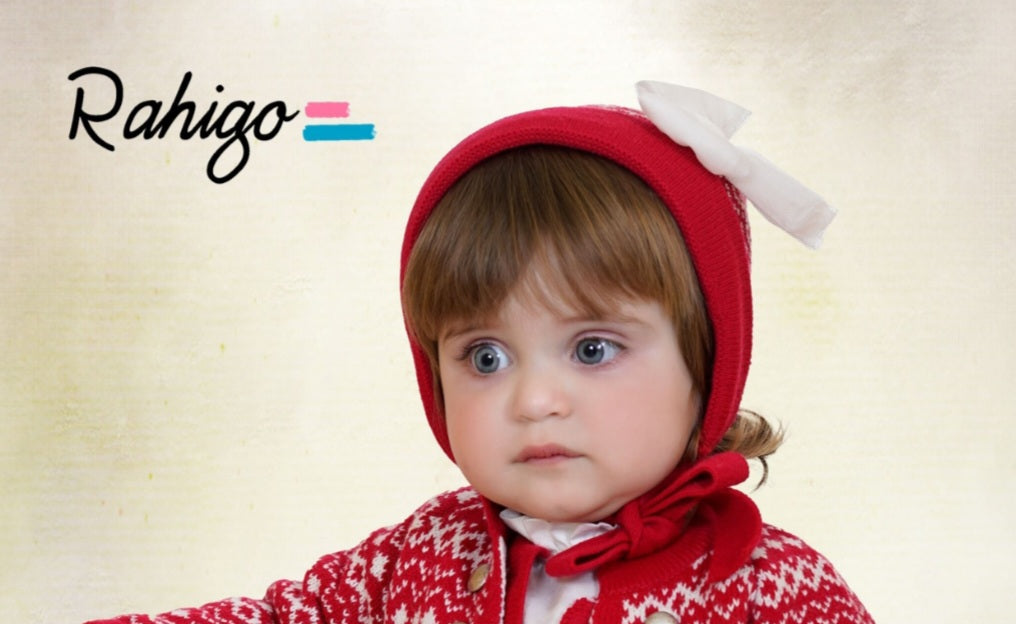 Rahigo Baby Girls Red & Cream Bonnet - AW26 (Preorder)