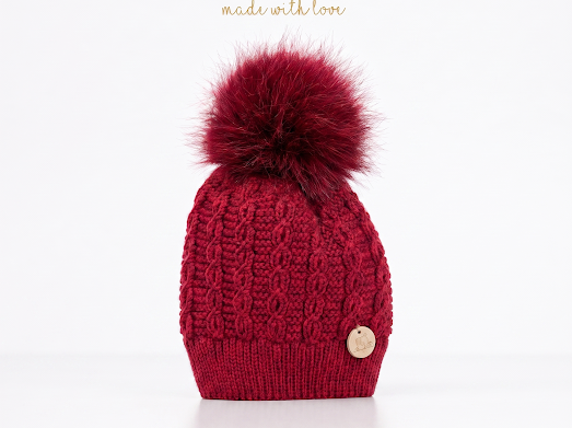 Pangasa Baby Navy Cable Knitted Natural Fur Hats - Preorder