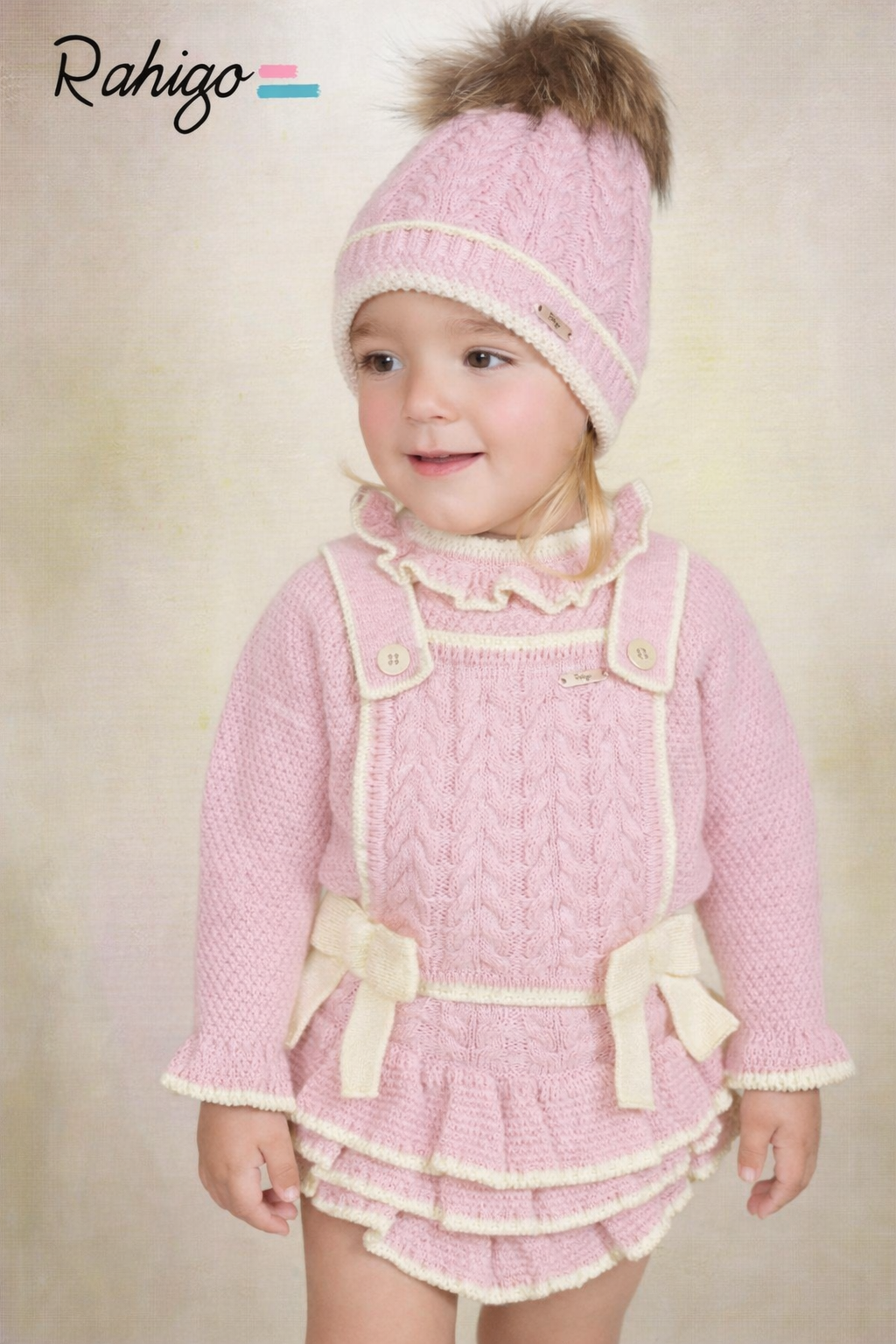 Rahigo Girls Baby Pink & Cream Romper & Jumper Set - AW26 (Preorder)