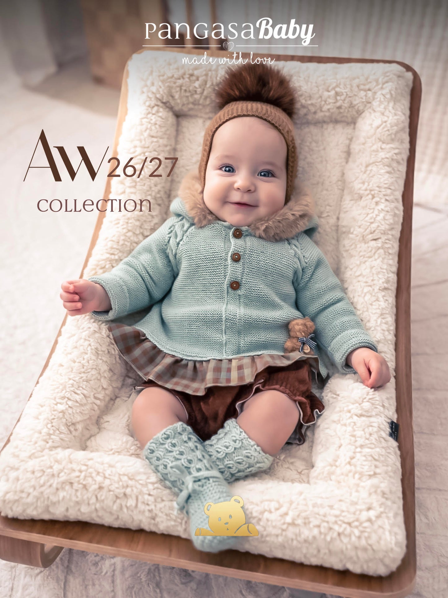 Pangasa Baby Girls Vichy Mint Knitted Jacket & Jam Pant Set ~ AW26 Preorder