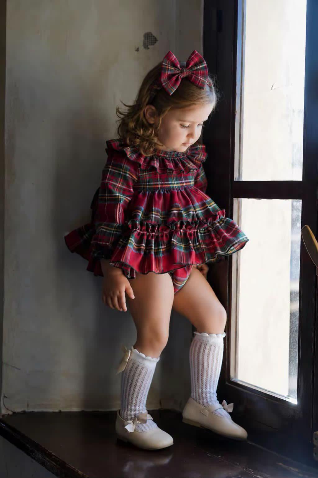 Ela Handmade Red Tartan Dress, Knickers & Bow Set AW26 - (Made to order)
