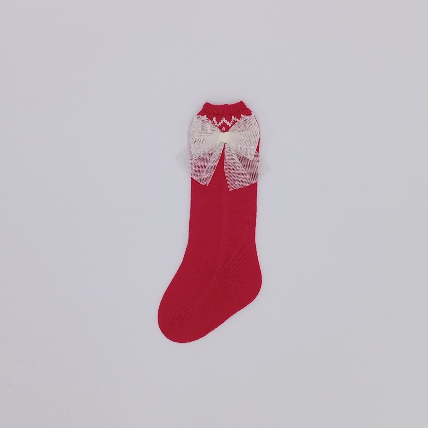 Girls Rahigo Red Tulle Bow Socks AW25