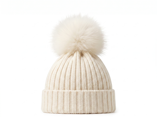 Pangasa Baby Powdered Blue Natural Pom Ribbed Hat - Preorder