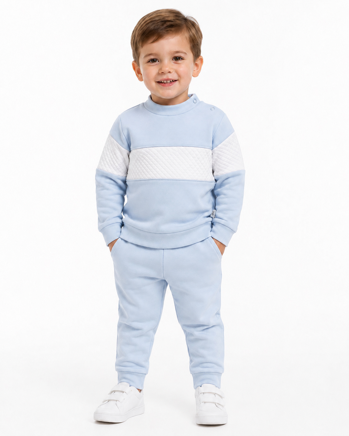Boys Baby Blue & White 2 piece Tracksuit Set
