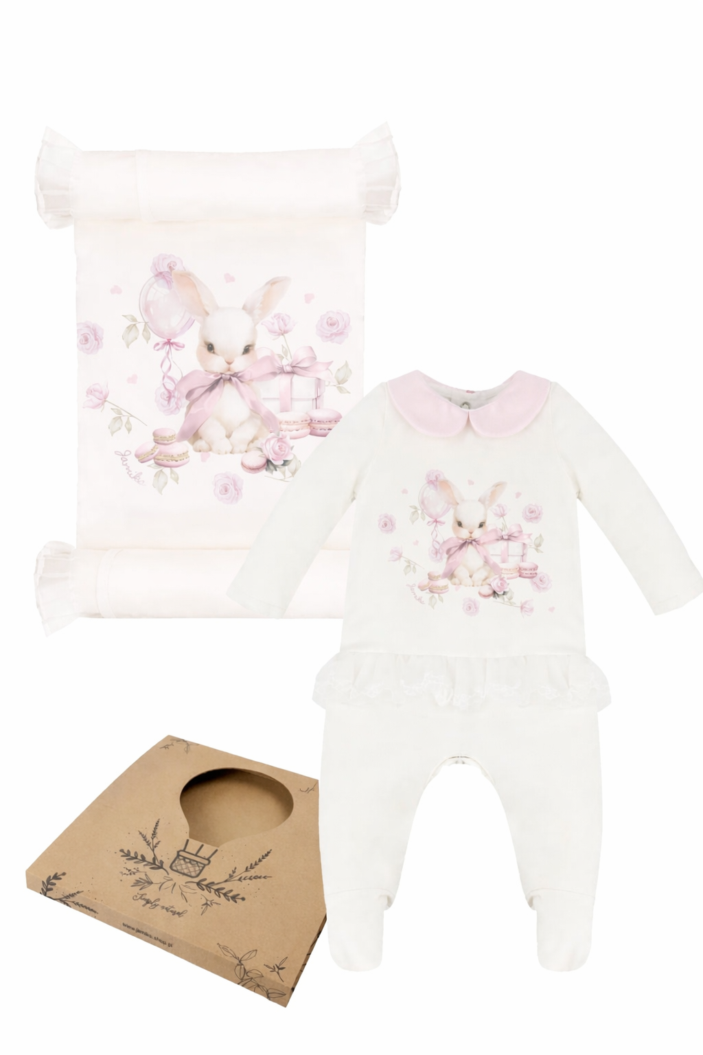 Baby Girls Snoffi Rose Bunny Babygrow