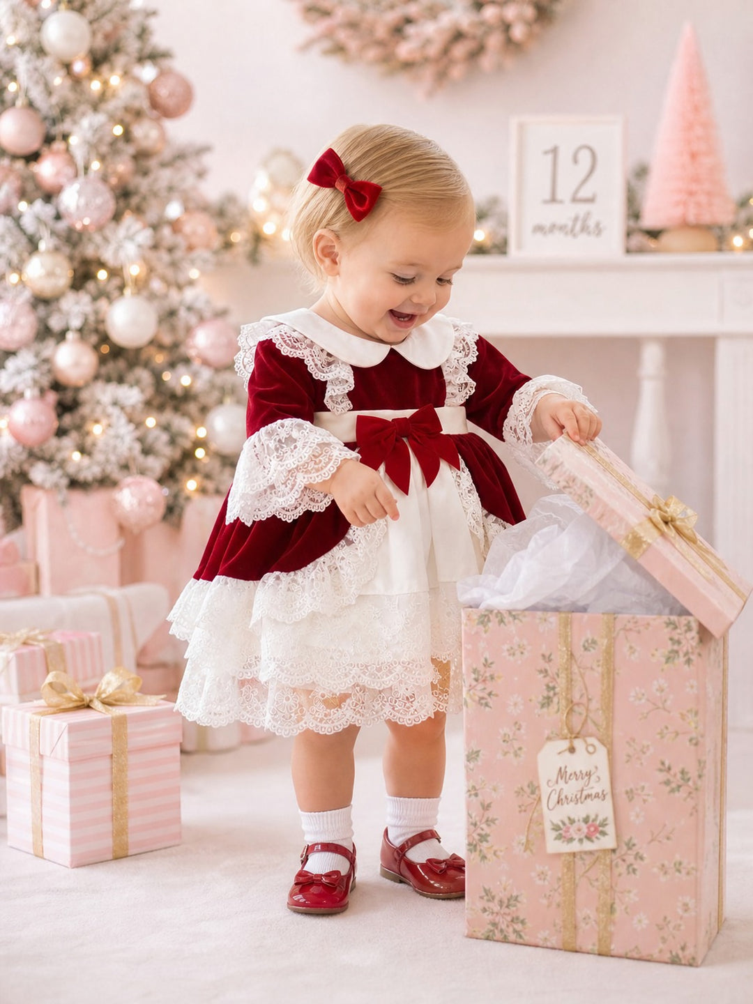 Baby Girls Plush Red Velvet Dress