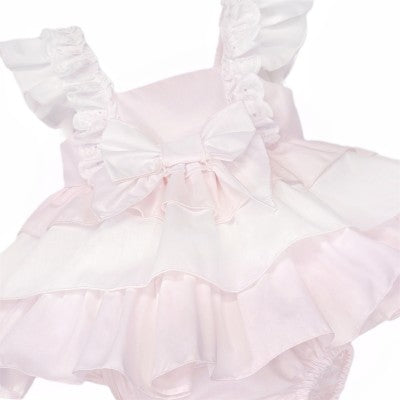 Baby Girl Pink & White Puffball Summer Dress with Knickers