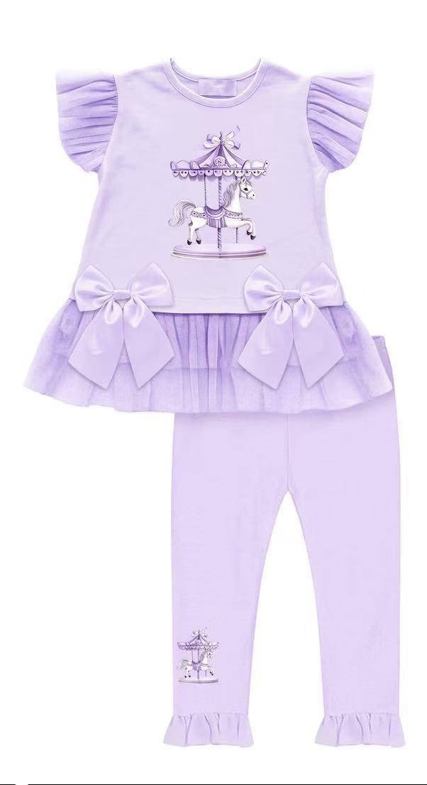 Purple Horse & Carousel Top & Legging Set