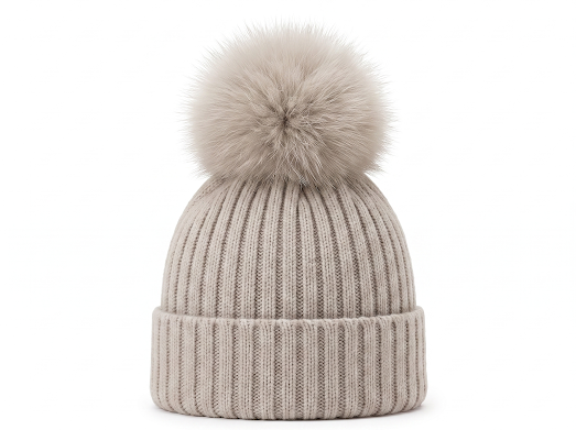 Pangasa Baby Grey Natural Pom Ribbed Hat - Preorder