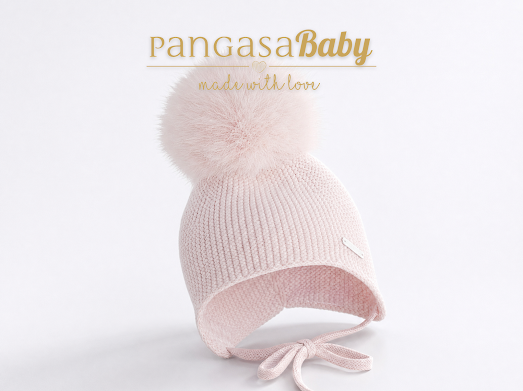 Pangasa Baby Vintage Pink Faux Pom String Tie Hat - Preorder