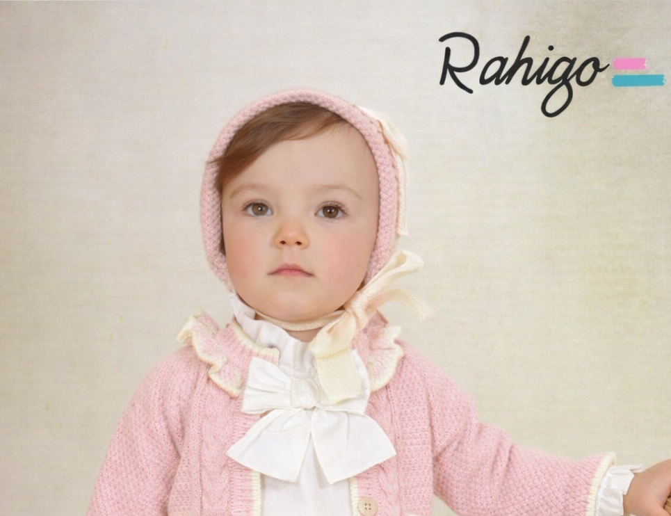 Rahigo Girls Baby Pink & Cream Bonnet - AW26 (Preorder)