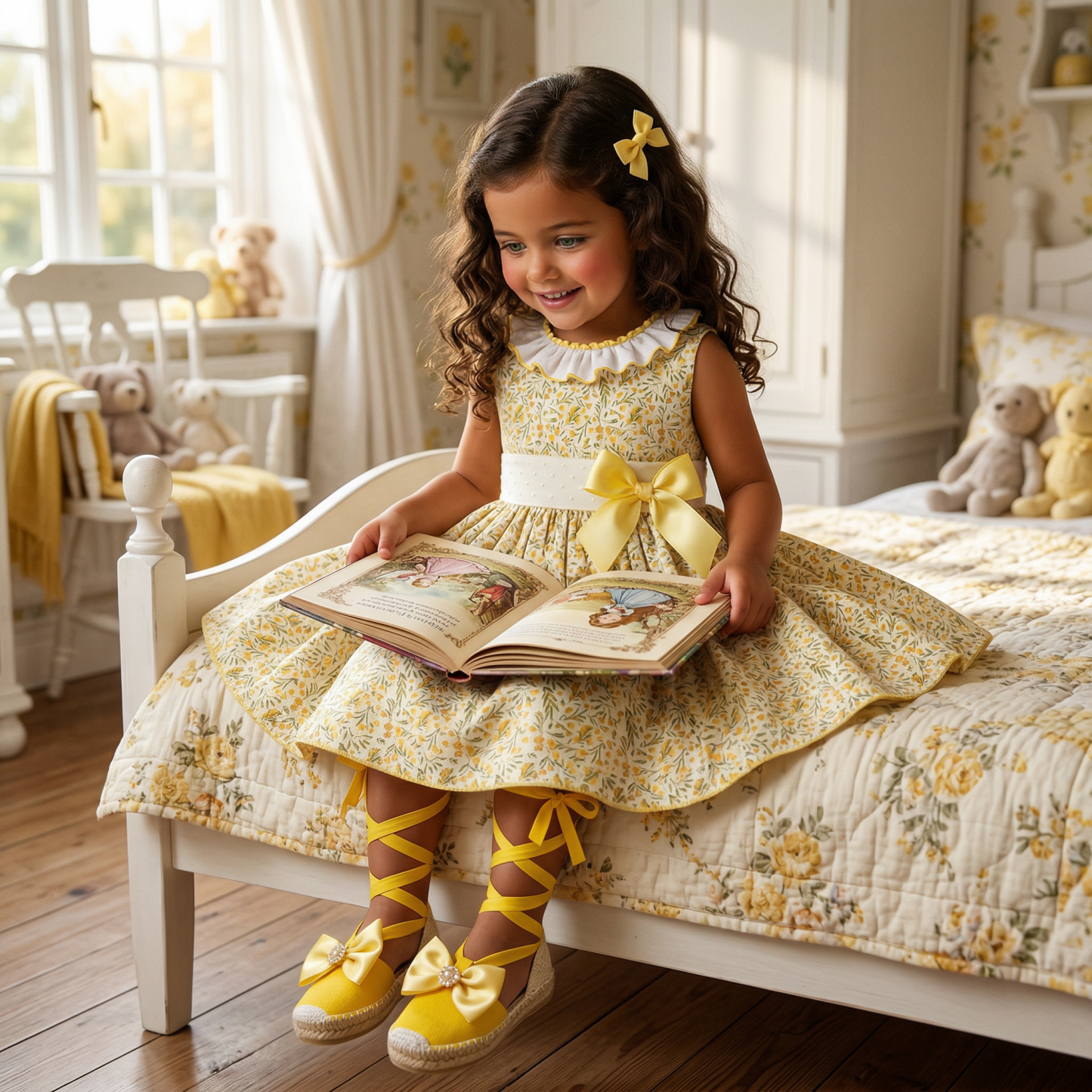Sonata Girls Yellow Floral Dress SS26 - (Made To Order)