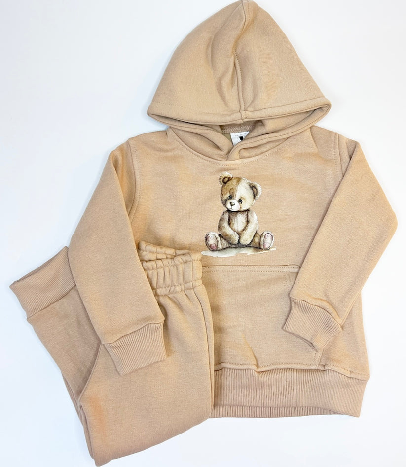 Boys Beige Teddy Bear Tracksuit - Main Image