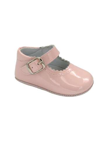 Amor Bambino Pink Mary Jane Baby Girls Patent Pram Shoes In Stock