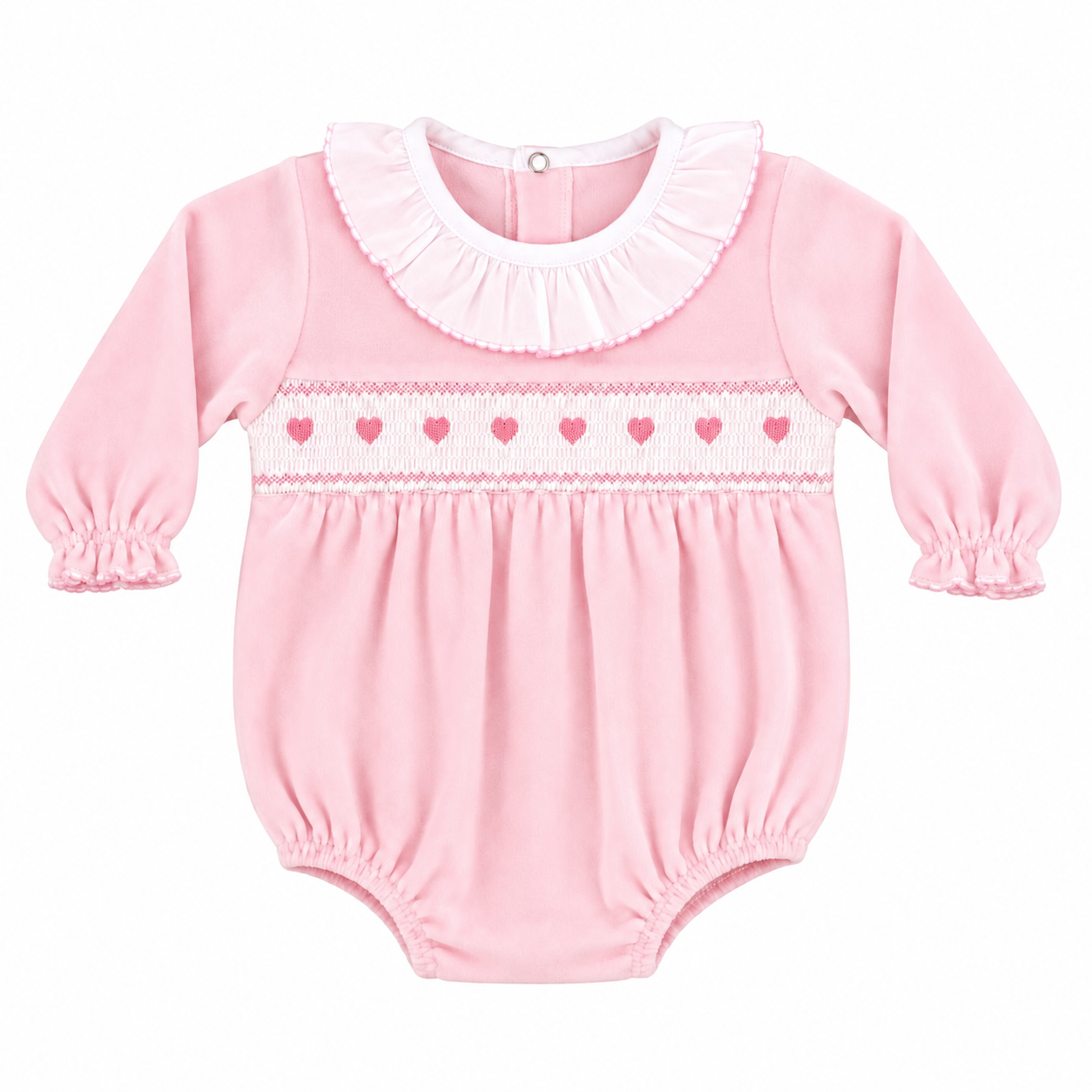 Baby Girls Pink Hearts Velour Romper