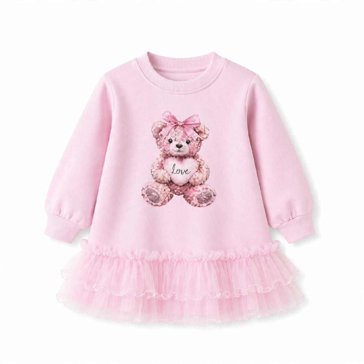 Girls Pink Teddybear Dress (Preorder)