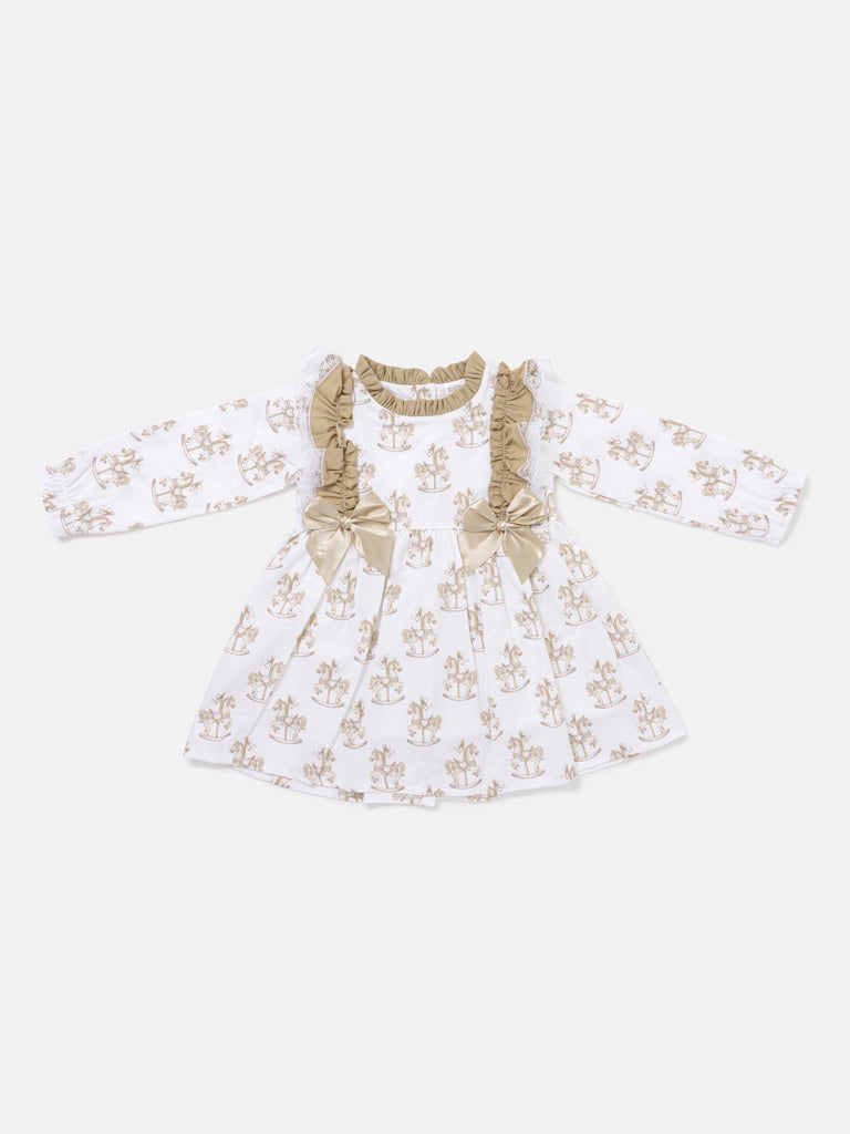 Babygirls Beige Rocking Horse Dress