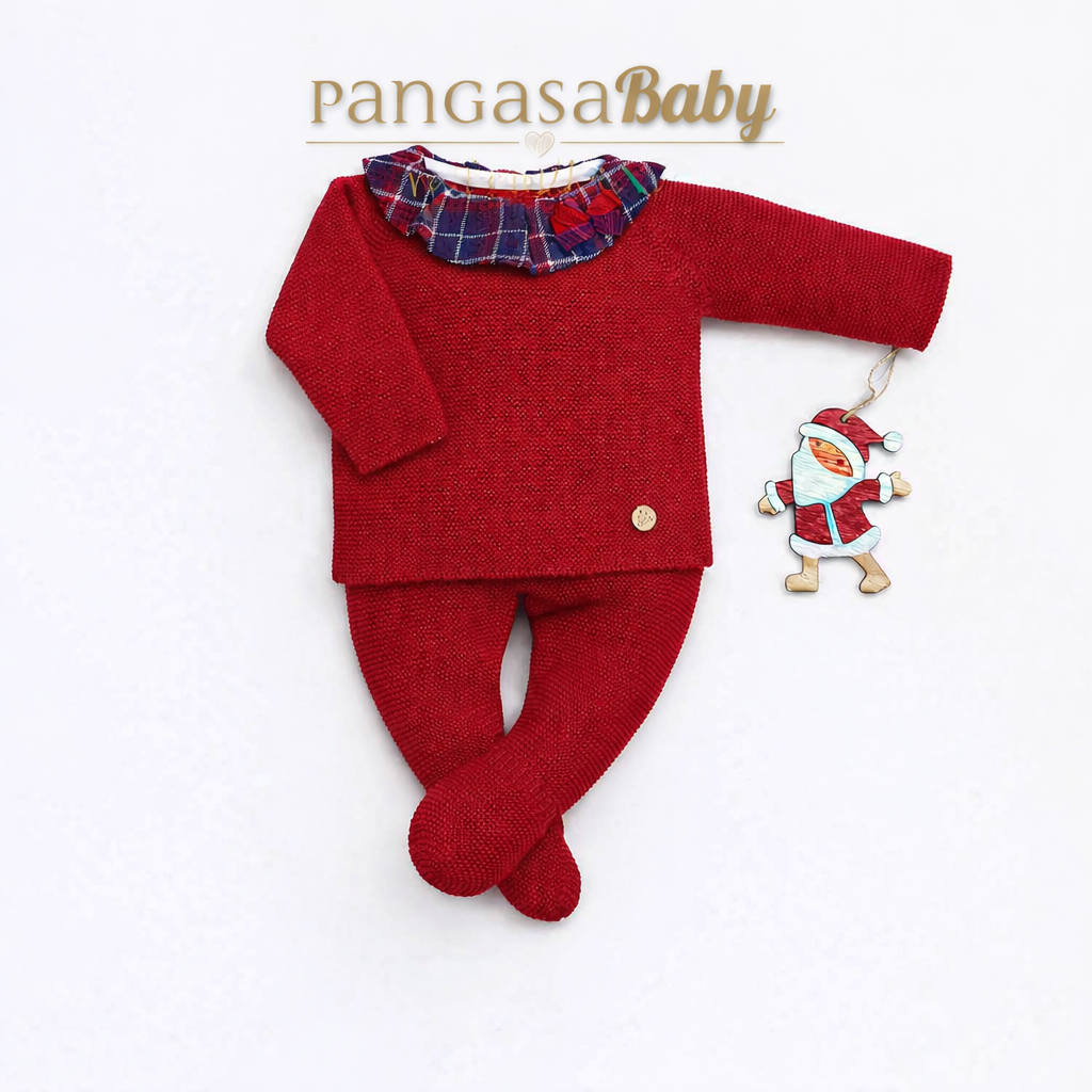 Pangasa Baby Girls Garnet Red Knitted 2 Piece Set ~ AW26 Preorder