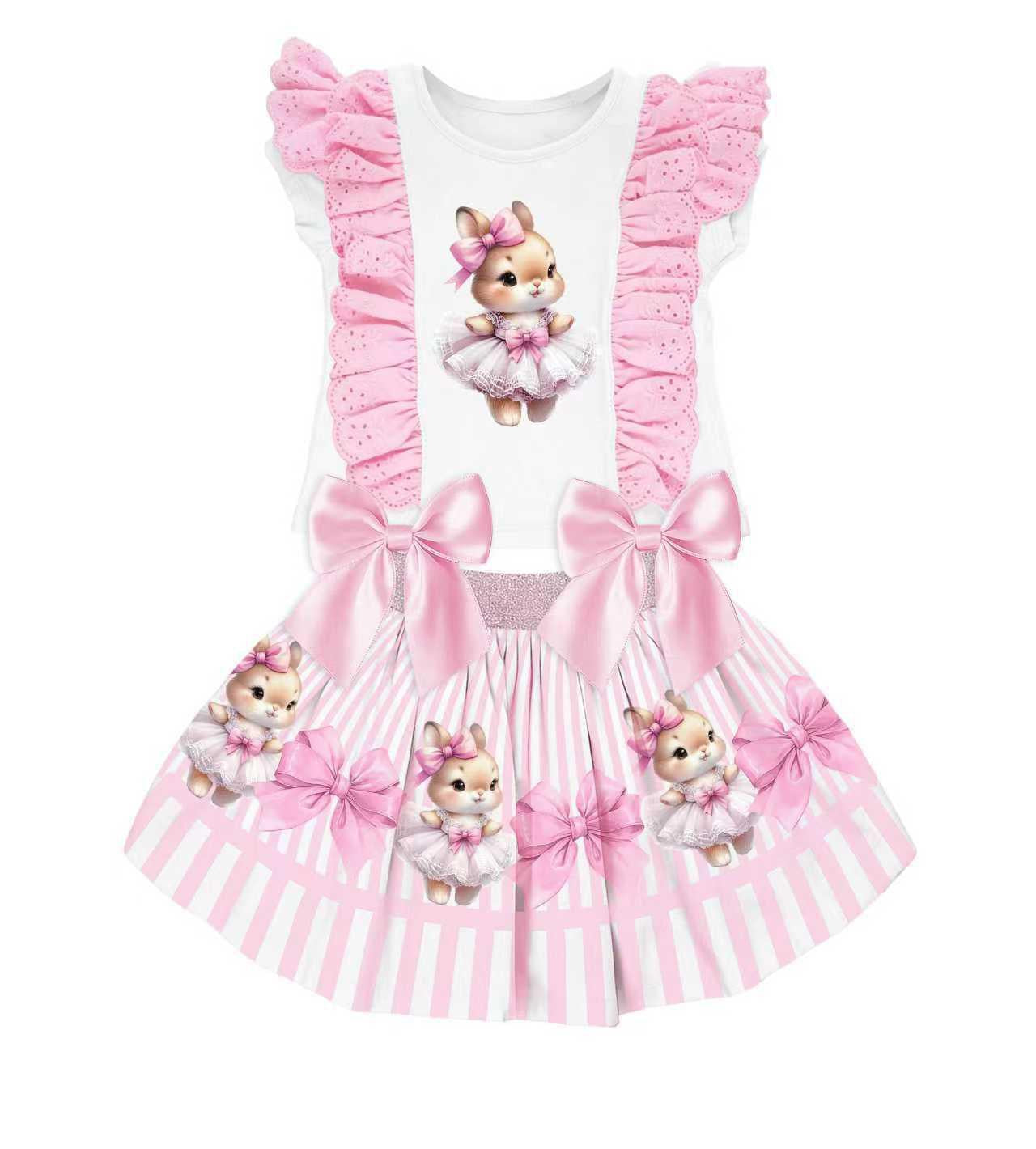 Pink Bunny Top & Skirt Set
