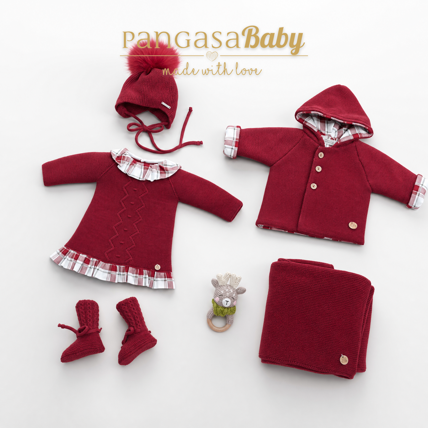 Pangasa Baby Cherry Red Knitted Dress ~ AW26 Preorder