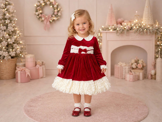 Baby Girls Plush Red Velvet Dress