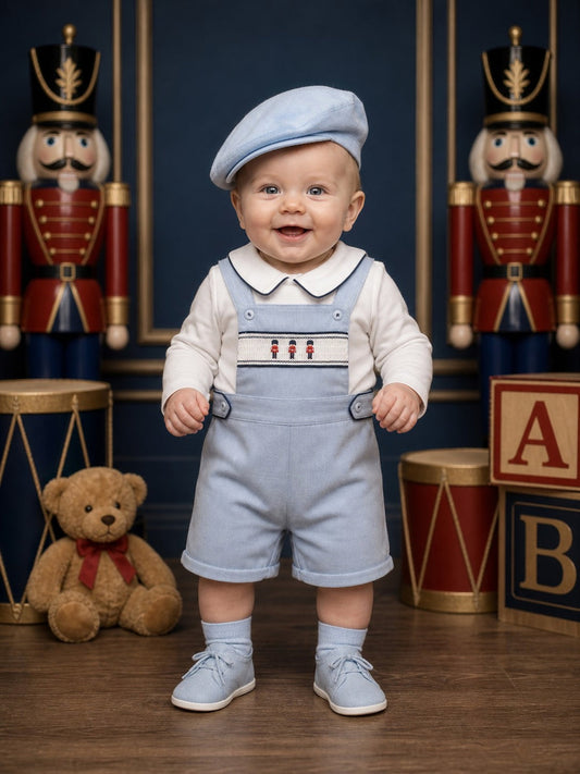 Boys Soldier Dungaree, Shirt & Hat Set