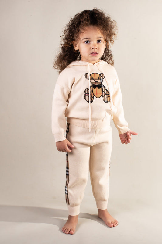 Girls Beige Teddy Bear Tracksuit