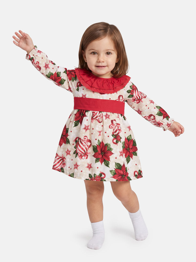 Red Poinsettia Girls Dress