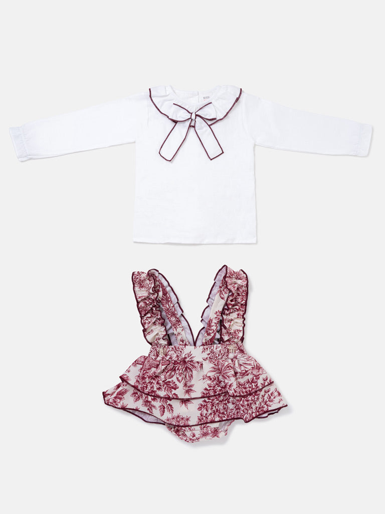 Vintage Cherry Red Babygirls 2 Piece Romper Set