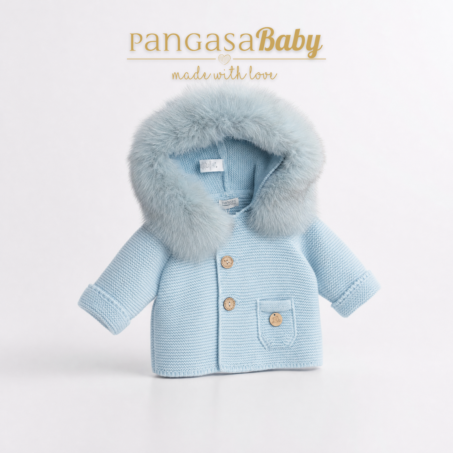 Pangasa Baby Luxury Fur Powder Blue Jacket - Preorder