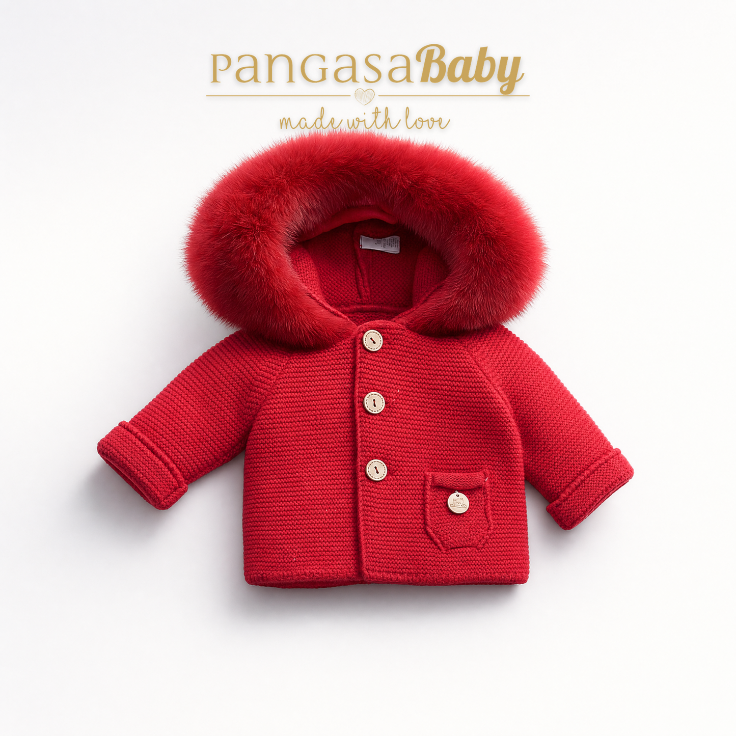 Pangasa Baby Luxury Fur Jacket Red - Preorder
