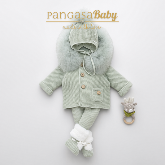 Pangasa Baby Luxury Fur Jacket Powder Green - Preorder