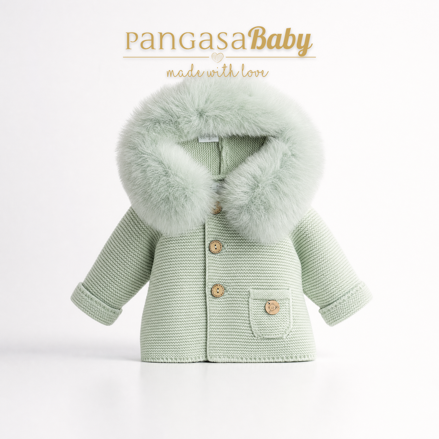 Pangasa Baby Luxury Fur Jacket Powder Green - Preorder